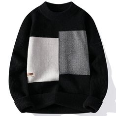 Contemporary Geometric Block Knit Sweater This Contemporary Geometric Block Knit Sweater is a must-have addition to the modern wardrobe, blending classic comfort with bold, architectural design. The contrasting geometric blocks make a striking visual impact, offering a touch of modern artistry to your everyday look. Crafted from a soft, breathable knit, this sweater delivers both warmth and style without compromising on comfort. The crew neck cut provides a timeless canvas for the statement-maki Womens Active Wear Outfits, Cashmere Sweater Men, Winter Turtleneck, Mens Turtleneck, Geometric Knit, Fashion Sweaters, Warm Sweater, Thick Sweaters, Estilo Chic