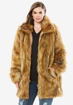 Short Imitation Fur Coat, FOX, hi-res Fall Outerwear With Faux Fur Trim, Fluffy Fur Coat For Cold Weather In Fall, Cozy Fall Fur Coat With Faux Fur Trim, Fall Faux Fur Coat With Faux Fur Trim, Cozy Mink Outerwear With Faux Fur Lining, Cozy Mink-colored Outerwear With Faux Fur Lining, Fall Mink Color Fur Coat With Faux Fur Trim, Cozy Faux Fur Lined Coat For Fall, Cozy Fur Coat With Faux Fur Lining