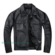 Men Real Cowhide Leather Lapel Biker Casual Jacket Color:Black  Size:S-7XL  Material:Leather        Payment 1. Payment must be made within 7 days of auction closing (Unpaid dispute will automatically open when item is not paid in 7 days). 2. PLEASE NOTE: SHIPPING&HANDING DOES NOT INCLUDE DUTIES, LOCATL TAXES OR ANY OTHER IMPORTATION FEES. 3. Please list your special requests (color, packages, value of declaration, etc.) in the EBAY NOTES SECTION when you make payment Shipping 1. We Ship to World Pants Wedding Dress, Mens Leather Jacket Vintage, Brown Leather Jacket Men, Mens Leather Coats, Coat Spring, Coat Autumn, Athletic Sandals, Real Leather Jacket, Suit Shirts