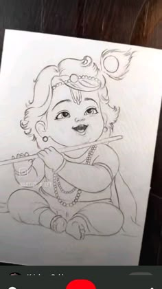 a drawing of a baby sitting on top of a table