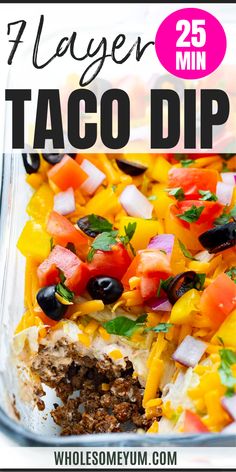 Taco Dip Recipe Tex Mex Dip Layered, Leftover Taco Meat Appetizer, Taco Dip With Beef, 7 Layer Dip No Beans, 7 Layer Taco Dip With Meat, Taco Dip With Chicken, 7 Layer Taco Dip Recipe, Taco Salad Dip Layered, Taco Dip Recipe Easy