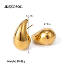 the size and measurements of gold earrings