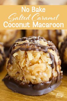 chocolate covered coconut balls on a wooden table