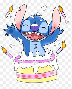 the cartoon character is celebrating his birthday with cake and candles, hd png clipart