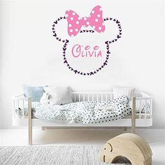 a minnie mouse wall decal with the name