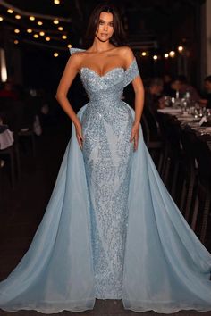 Get inspired by this Stunning Long Blue A-line Off-the-shoulder Sleeveless Sequined Prom Dress With Detachable Train, made-to-order, custmized in all colors, come and design your unique style today. Foreign Wedding, Sangeet Lehenga, Dress With Detachable Train, Jeweled Dress, Strapless Prom Dress, Detachable Train, Beirut Lebanon, Sequin Prom Dress, Prom Dresses Sleeveless