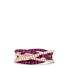 Effy Ruby Royale 14K Rose Gold Ruby & Diamond Crossover Ring, 0.81 TCW