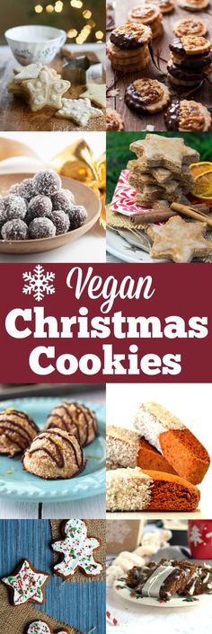 vegan christmas cookies collage with text overlay