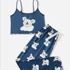 Super Comfortable Pajama Set Includes Top And Bottom 2 Pcs Elastic Band For Comfort Kate Spade Pajamas, Cuddle Duds, Waffle Tee, Tank Top Shorts, Wide Leg Lounge Pants, Eileen West, Comfortable Pajamas, Satin Shorts, Cotton Sleepwear