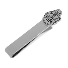 "Get your formal look in ship-shape condition with this men's Star Wars Millennium Falcon tie bar. Get your formal look in ship-shape condition with this men's Star Wars Millennium Falcon tie bar.  Polished silver finish Officially licensedFABRIC & CARE Wipe clean Plated base metal Imported Boxed for gifting 2\" x 1/2\" x 1/4\" Size: One Size. Gender: male. Age Group: adult." Star Wars Gift Box, Star Wars Tie, Star Wars Merch, Star Wars Accessories, Millenium Falcon, Glass Packaging, Silver Tie, Star Wars Logo, Logo Gifts