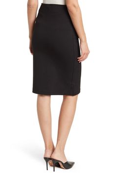 T TAHARI Pull-On Ponte Pencil Skirt | Nordstromrack Casual Bodycon Skirt For Work, Fitted Sleek Pencil Skirt For Work, Sleek Knee-length Lined Pencil Skirt, Sleek Knee-length Elastane Skirt, Flattering Fitted Pencil Skirt For Workwear, Sleek Stretch Pencil Skirt For Spring, Sleek Spring Pencil Skirt With Lining, Sleek Knee-length Bottoms For Business Casual, Sleek Lined Pencil Skirt For Spring