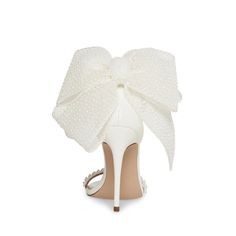 BENNI White Pearl Bow Heel | Women's Heels – Steve Madden Pearl Ornaments, Steve Madden Store, Pearl Bow, Apparel Merchandising, Statement Shoe, Pink Men, Bow Heels, Glass Slipper, Stiletto Sandals