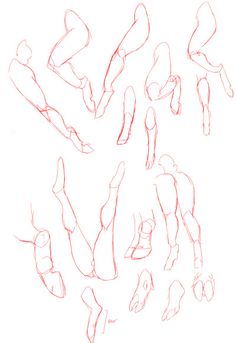 a drawing of legs and feet in various positions