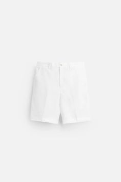 100% LINEN SHORTS - White | ZARA United States Classic Linen Bermuda Shorts For Summer, Classic Short Linen Bottoms, White High-waisted Linen Bermuda Shorts, Classic White High-waisted Bermuda Shorts, White Linen Shorts With Pockets, Classic White Shorts With Pockets, White Linen Bermuda Shorts, Classic Linen Shorts, Classic Linen Bottoms With Short Legs