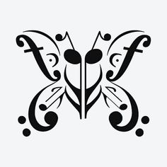 the butterfly logo is designed in black and white, with dots on it's wings