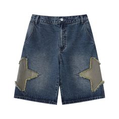 PRICES MAY VARY. 🎸【womens jean shorts】Multi-Pockets Shorts: Lightweight, comfortable,and breathable material, knee length cargo pants are ideal for summer wear. 🎸【summer shorts for women】Wide Leg & Multi Pockets: Relaxed straight leg fit give you plenty of freedom of movement as you curl up and stretch out. Pockets are deep enough to store your cellphone, keys, wallets and other essentials. 🎸【jean shorts womens high waisted】Style: Perfect for the pastel goth culture and soft grunge lover. Uni Cool Shorts, Retro Patch, Denim Retro, Star Shorts, Embroidered Denim Shorts, Aelfric Eden, Mens Denim Shorts, Elastic Waist Jeans, Mens Shorts Summer