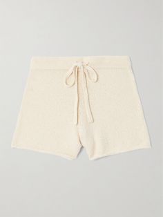 The Elder Statesman's lounge shorts are made for relaxing days spent at home. They're knitted from soft cotton and have a comfortable drawstring waistband and rolled hems. Cozy Drawstring Shorts, Cozy Drawstring Shorts For Lounging, Cozy Drawstring Lounging Shorts, Cozy Lounging Shorts For Summer, Cozy Summer Vacation Bottoms, Comfortable Summer Vacation Bottoms, Cozy Short Bottoms For Vacation, Short Knit Bottoms For Loungewear, Knit Short Bottoms For Loungewear