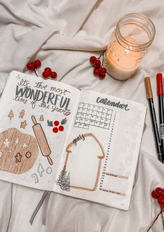 December bullet journal! Christmas gingerbread themed #bulletjournaling Christmas Theme Bullet Journal, Gingerbread Bullet Journal, Bullet Journal Noel, December Journal Ideas, Christmas Journal Ideas, December Journaling, Christmas Bujo