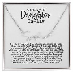 a necklace that says to my beautiful daughter on the front and back of it,