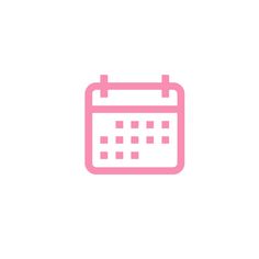 a pink calendar icon on a white background