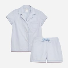 The vintage inspired set of our dreams. Cut from organic cotton poplin, these pjs are smooth to the touch and perfect for comfy sleeping year round. A convertible collar lets you determine style and coverage. A flat front drawstring waist maintains a flattering fit. Both top and matching shorts are loosely tailored to the body in a soft construction, for comfort that doesn’t sacrifice style. Cute Pjs, Convertible Collar, Cute Pajama Sets, Short Pj Set, Cute Pajamas, Pj Sets, Fresh Air, Cotton Poplin, Cotton Shorts