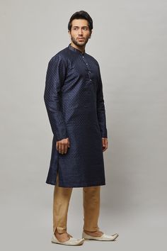 Raw Silk Kurta with thread and gold sequence embroidered in the fabric plus gold churidar Crafted with a collar neckline, full sleeves, and front button closure. Occasion: Can be worn to lighter events like Sangeet, Mehendi, Puja, or a small party WASH CARE INSTRUCTIONS - Please Dry clean only when it is applicable. Slight color variation is possible due to digital photography. Raw Silk Kurta, Mens Kurta Pajama, Blouse Size Chart, Mens Sherwani, Small Party, Mens Kurta, Silk Kurta, Kurta Pajama, Churidar