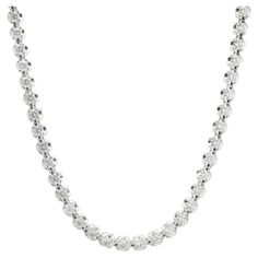 Designer: custom design Material: 14K white gold Diamond: 96 round brilliant cut = 8.98cttw Color: G / H Clarity: SI1-2 Dimensions: necklace measures 16.5-inches in length Weight: 19.22 grams Diamond Tennis Necklace, Diamond Necklaces, Expensive Jewelry, Tennis Necklace, G H, White Gold Diamonds, Round Brilliant, Diamond White, Gold Diamond