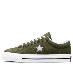 Converse One Star Low 'Cargo Khaki' 171585C (SNKR/Retro/Unisex/Low Top/Non-Slip/Wear-resistant) Olive Shoes, Converse Star, Sneakers Converse, Cargo Khaki, Converse One Star, Women's Converse, Black Gums, Swag Shoes, One Star