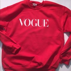 Stand Out With This Vogue Crew Neck Fits True To Size Trendy Red Sweatshirt For Spring, Urban Outfitters Red Winter Tops, Red Urban Outfitters Tops For Winter, Urban Outfitters Red Tops For Winter, Trendy Red Crew Neck Sweatshirt, Red Long Sleeve Top From Urban Outfitters, Urban Outfitters Red Long Sleeve Top, Slouchy Knit Sweater, Oversized Pullover Sweaters