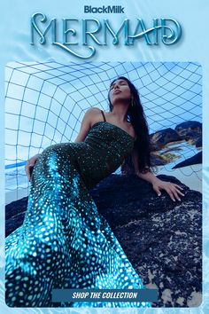 Sea something you love? Take the plunge and live your best mermaid life now! Mythical Sea Creatures, Blackmilk Clothing, Midaxi Skirt, Tops And Skirts, Whale Sharks, Crushed Velvet Fabric, Mermaid Life, Black Milk Clothing, Like A Cat