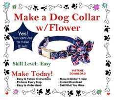 an advertisement for a dog collar with flowers on it