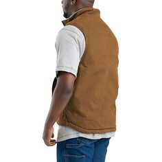 Stay warm and comfortable in the Heartland Sherpa-Lined Washed Duck Vest, featuring multiple pockets for storing essentials such as your phone, wallet, and keys. The sherpa lining in the front pockets and extended back help retain heat, while triple-needle stitched seams make it durable.Features: Water ResistantClosure Type: ZipperIndustry: ConstructionNfpa 2112: Flame-Resistance: NoPockets: 1 Chest Zip Pocket, 2 Side Slip PocketsWarmth Factor: HeavyweightApparel Length: 29 Inches - Back, 28 Inc Cotton Fleece Jacket With Pockets, Solid Color Cotton Fleece Jacket With Pockets, Casual Midweight Solid Color Outerwear, Casual Midweight Outerwear, Casual Solid Midweight Outerwear, Cotton Fleece Jacket For Fall Outdoor Activities, Casual Brown Midweight Outerwear, Casual Fleece Jacket For Fall Outdoor Work, Outdoor Fleece Outerwear With Relaxed Fit