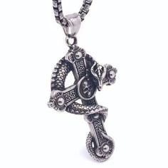 Men Gothic Retro Skull Dragon Cross Pendant Necklace Punk Jewelry Box Chain 24" | eBay Steampunk Skull Jewelry Gift, Handmade Punk Style Cross Jewelry, Vintage Skull Necklace For Gift, Vintage Skull Shaped Necklace For Gift, Punk Style Engraved Necklace For Gift, Punk Style Engraved Jewelry Gift, Goddess Of Fortune, Skull Dragon, Punk Jewelry