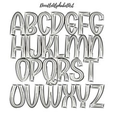 the alphabet is drawn in black and white, with an extra lowercase for each letter