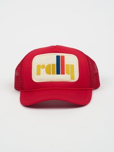 MOTHER TRUCKER | rally red - Rally Club Front Summer Chic Outfit, Panel Hats, Carhartt Hat, Golf Logo, Fred Segal, Vintage Baseball Caps, Vintage Trucker Hats, Hat Patches, Vintage Cap