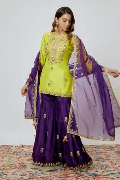 Sharara Suits Online UK  || Maharani Designer Boutique , #sharara #shararadesigns  #shararasuitdesignslatest #punjabi #punjabisuitsboutique Green And Purple Outfit, Punjabi Suits Online Shopping, Punjabi Suits Party Wear, Kurta And Sharara, Punjabi Suits Designer Boutique, Embroidery Suits Punjabi