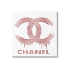 the chanel logo is shown in pink and white with dripping paint drips on it