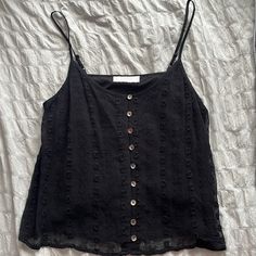 Lucky Brand Nwot Cami Blouse! Has Cute Stitching On Fabric, With An Extra Layer Of Coverage Under! Chic Black Camisole Blouse, Casual Sleeveless Blouse For Night Out, Black Summer Cami Blouse, Black Cami Blouse For Summer, Casual Black Crop Top Blouse, Summer Night Out Tops With Buttons, Summer Tops With Buttons For Night Out, Casual Black Camisole Blouse, Buttoned Tops For Summer Nights Out