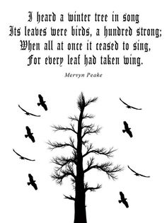 a tree with birds flying around it and a quote from merry peace on the bottom