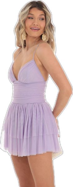 Lavender V-neck Bridesmaid Dress, Elegant Mauve V-neck Mini Dress, Chic Mauve V-neck Mini Dress, Purple Mini Dress For Summer Bridesmaid, Purple Mini Dress For Bridesmaid In Summer, Lavender V-neck Dress For Date Night, Lavender V-neck Mini Dress For Party, Purple Flowy Mini Dress For Party, Flowy Purple Mini Dress For Party