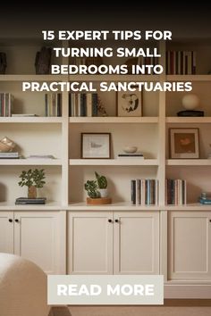 a living room filled with furniture and bookshelves on top of eachother