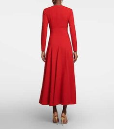 Crepe Midi Dress, Emilia Wickstead, Red Midi Dress, Work Attire, Modest Dresses, The Uk, Timeless Design, Red Carpet, Color Design