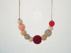 Nursing Necklace Set MOM & Daughter Necklaces by AmazingDay Adjustable Crochet Necklaces With Round Beads, Red Bohemian Crochet Jewelry, Adjustable Crochet Necklace For Gifts, Red Crochet Jewelry For Gift, Red Crochet Jewelry Gift, Red Crochet Jewelry As A Gift, Gift Red Crochet Jewelry, Daughter Necklaces, Mom Daughter Necklace