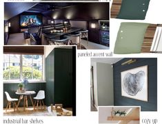 a collage of photos showing various rooms and furnishings