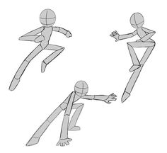 three different poses of a person jumping in the air with their arms and legs spread out