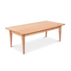 a wooden table on a white background with no one in it's place to sit