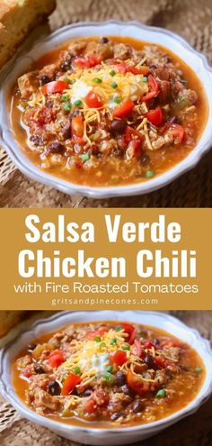 salsa verde chicken chili with fire roasted tomatoes is an easy and delicious dinner