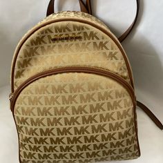 Nwt - Michael Kors Abbey Backpack 10" L X 12" H X 4.5" W Michael Kors Beige Backpack With Adjustable Strap, Beige Michael Kors Backpack With Adjustable Strap, Michael Kors Beige Backpack, Everyday Michael Kors Beige Backpack, Michael Kors Beige Backpack For Errands, Brown Backpack With Logo For Everyday Use, Everyday Brown Backpack With Logo, Everyday Gold Bags With Logo, Brown Logo Backpack For Travel