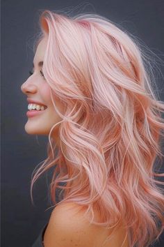 Peachy Pink Hair Color Idea. Blondish Pink Hair, Popular Hair Trends, Peachy Hair Color, Peach Pink Hair, Peachy Pink Hair, Soft Pink Hair, Cool Tone Hair Colors, Two Tone Hair Color Ideas, Pink Peach Hair