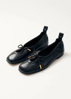 Rosalind Black Leather Ballet Flats | ALOHAS Sustainable Shoes, Black Leather Ballet Flats, Vegan Boots, Sustainable Leather, Black Ballet Flats, Ring Pendant Necklace, Fragrance Gift Set, Leather Ballet Flats, Goat Leather